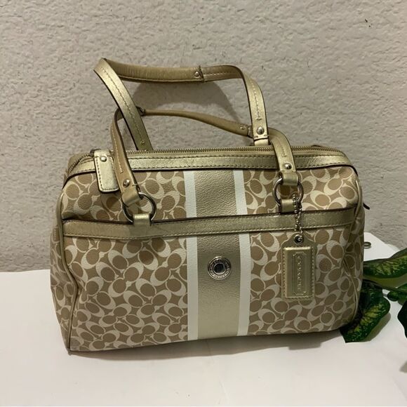 COACH Chelsea Heritage Satchel M1094-F15132 Metallic Tan/Gold, Lavender Lining - Picture 2 of 15